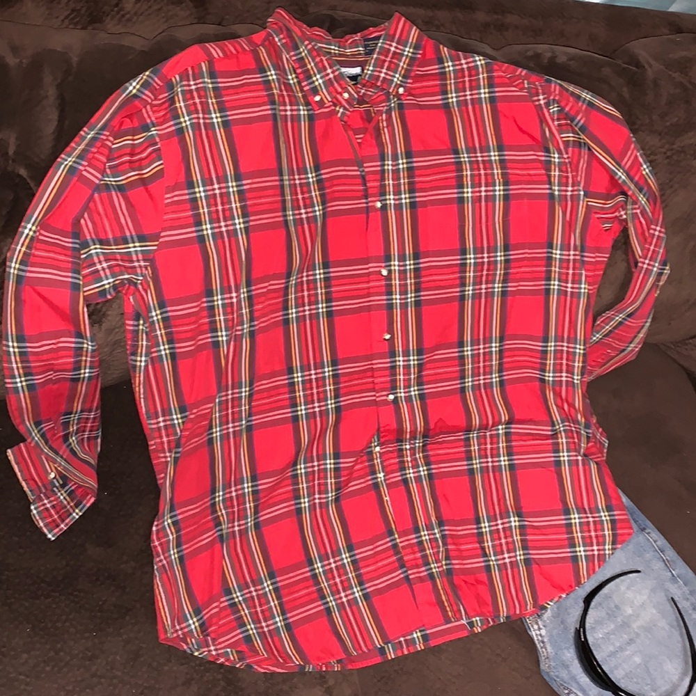 EUC Mens Red Plaid button down Size XL